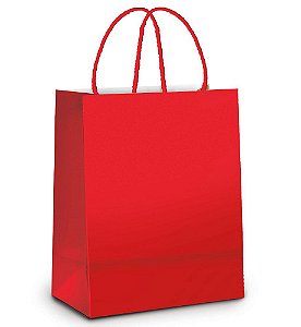 Sacola de Papel GG 39x32x16cm - Vermelho Metalizado Fosco - Fundo Largo - 10 unidades - Cromus - Rizzo