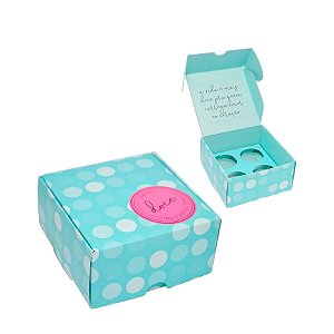 Caixa para 4 brigadeiros com 10 un. Que Seja Doce Azul Cromus Rizzo Confeitaria