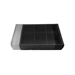 Caixa 6 divisórias Preta - 23x15,5x5cm - Rizzo