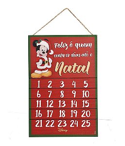 Quadro de Madeira Mickey Calandário 40cm - 01 unidade - Natal Disney - Cromus - Rizzo