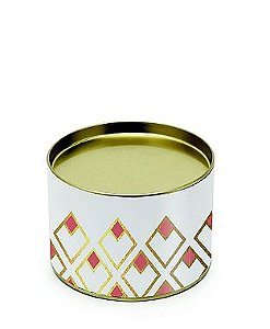 Lata para Bombons Branco Detalhes Coral P - 7x10cm - 01 unidade - Cromus - Rizzo Embalagens