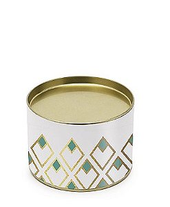 Lata para Bombons Branco Detalhes Turquesa P - 7x10cm - 01 unidade - Cromus - Rizzo Embalagens