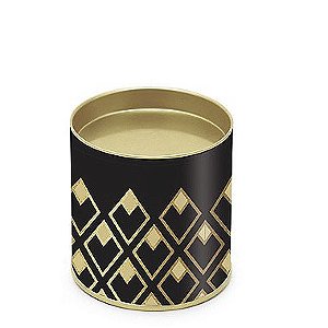 Lata para Bombons Preto Detalhes Ouro P - 8,5x7,5cm - 01 unidade - Cromus - Rizzo Embalagens