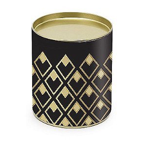 Lata para Bombons Preto Detalhes Ouro G - 12x10cm - 01 unidade - Cromus - Rizzo Embalagens