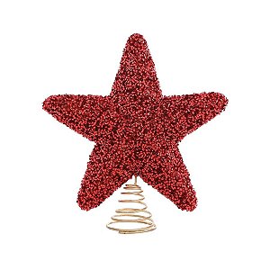 Ponteira De Árvore Estrela Vermelho - 18cm - 1 unidade - 1 unidade - Cromus - Rizzo