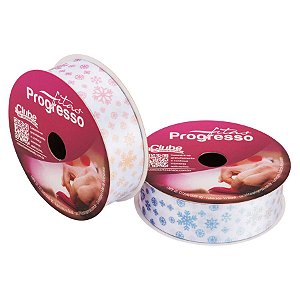 Fita de Cetim ECF005TR 22mm - Cor 162 - Flocos de Neve Degradê Candy - Rolo 10 metros  - 1 unidade - Progresso  - Rizzo