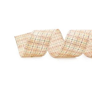 Fita Aramada Xadrez - Natural/Vermelho/Verde - 6,3cmx9,14m  - 1 unidade - Cromus - Rizzo