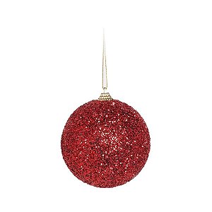 Bolas de Natal Glitter - Vermelho - 10cm - 4 unidades - Cromus - Rizzo
