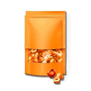 Saco de Papel Kraft com Visor Stand Up Pouch Zip 15x22cm - Laranja - 50 un - Rizzo