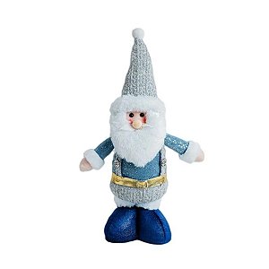 Papai Noel Decorativo em Pé - Azul/Cinza - 30cm - 1 unidade - Rizzo