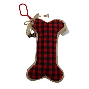 Ossinho Decorativo Vermelho/Xadrez - 26x15cm - 1 unidade - Rizzo