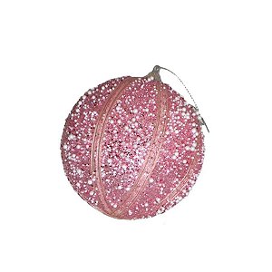 Bola de Natal Decorada - Rosa - 10cm - 3 unidades - Rizzo
