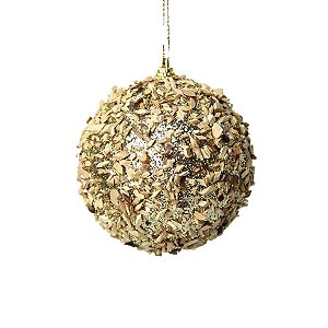 Bola de Natal Decorada em Dourado - 8cm - 3 unidades - Rizzo