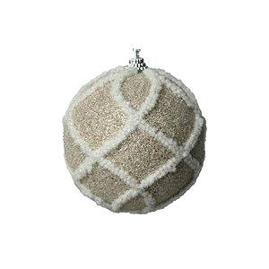 Bola de Natal Decorada em Branco - 8cm - 3 unidades - Rizzo