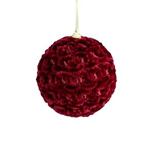 Bola de Natal Decorada em Vermelho - 10cm - 3 unidades - Rizzo
