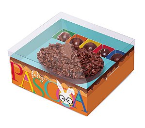 Caixa New Practice Meio Ovo com Bombons Páscoa Cores Laranja 350g 18,5x17,5x8cm - 06 unidades - Cromus Páscoa - Rizzo Em