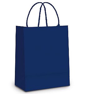 Sacola de Papel P  21,5x15x8cm - Azul Marinho - Embalagem Econômica - 10 unidades - Cromus - Rizzo