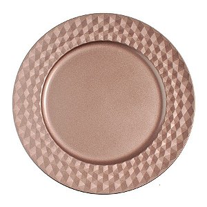 Sousplat Tecido com Borda Quadriculada Rose Gold 33cm - 01 unidade - Cromus Natal - Rizzo