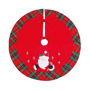 Saia para Árvore Xadrez Noel Vermelho e Verde 90cm - 01 unidade - Cromus Natal - Rizzo
