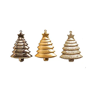 Enfeite para Pendurar Pinheiros Ouro 10cm - 03 unidades - Cromus Natal - Rizzo