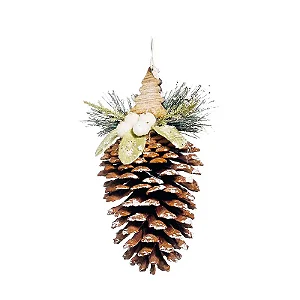 Enfeite para Pendurar Pinha 12cm - 01 unidade - Cromus Natal - Rizzo