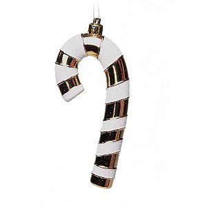 Enfeite para Pendurar Bengala Curvada Ouro 15cm - 04 unidades - Cromus Natal - Rizzo
