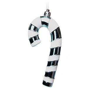 Enfeite para Pendurar Bengala Curvada Azul 13cm - 04 unidades - Cromus Natal - Rizzo