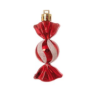 Enfeite para Pendurar Bala Glitter Vermelho 5cm - 05 unidades - Cromus - Rizzo