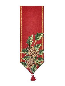 Caminho de Mesa Pinhas Vermelho 180cm - 01 unidade - Cromus Natal - Rizzo