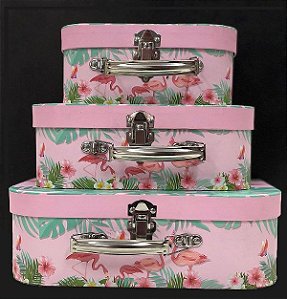 Kit Maleta Flamingo 30x21,3x9,5cm - 03 Unidades