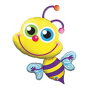 Balão de Festa Microfoil 40" 101cm - Abelha Sorridente - 01 Unidade - Qualatex - Rizzo Balões