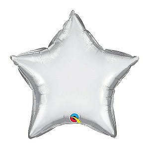 Balão de Festa Microfoil 20" 51cm - Estrela Chrome Prata - 01 Unidade - Qualatex - Rizzo Balões