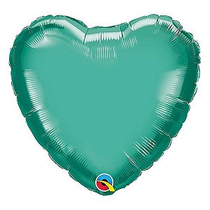 Balão de Festa Microfoil 18" 45cm - Coração Chrome Verde - 01 Unidade - Qualatex - Rizzo Balões