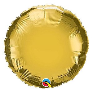 Balão de Festa Microfoil 18" 45cm - Redondo Ouro Metálico - 01 Unidade - Qualatex - Rizzo Balões