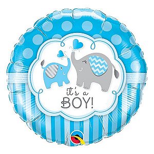 Balão de Festa Microfoil 18" 45cm - É Um Menino Elefante - 01 Unidade - Qualatex - Rizzo Balões