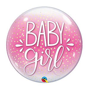 Balão de Festa Bubble 22" 56cm - Baby Girl - 01 Unidade - Qualatex - Rizzo Balões