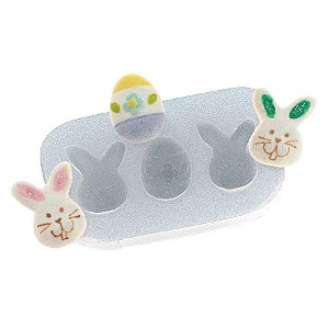 Molde de Silicone Dupla de Coelhos com Ovo Páscoa Ref. 285 Flexarte