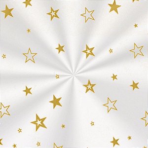 Saco Transparente Decorado - 11x19,5cm - Estrela Ouro - 100 unidades - Cromus - Rizzo Embalagens
