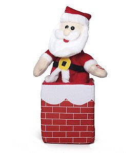 Papai Noel com Som e Movimento na Chaminé 25cm - 01 unidade - Cromus Natal - Rizzo