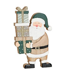 Noel Carregando Presentes Cru e Verde 18cm - 01 unidade - Cromus Natal - Rizzo