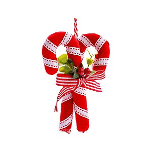 Enfeite para Pendurar Bengala Candy Cane - Vermelho/Branco - 13cm - 1 unidade - Cromus - Rizzo