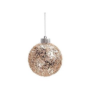 Bolas de Natal Glitter - Champanhe - 8cm - 6 unidades - Cromus - Rizzo