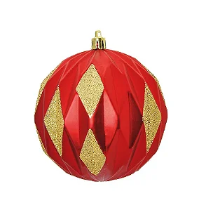 Kit Bolas Losangos Vermelho Ouro 10cm - 04 unidades - Cromus Natal - Rizzo
