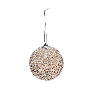 Bola de Natal Champagne Com Glitter - 4 Unidades - 10cm - 4 unidades - Cromus - Rizzo
