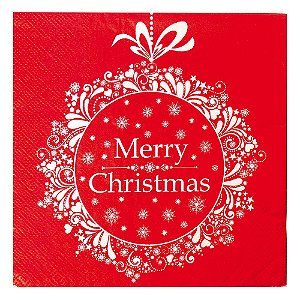 Guardanapo Vermelho Merry Christmas 32,5cm - 20 folhas - Cromus Natal