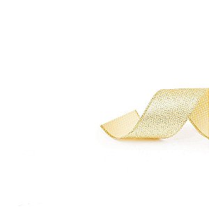 Fita Glitter Marfim Ouro 6,3cm - 01 unidade 9,14m - Cromus Natal - Rizzo