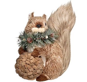 Esquilo Sentado Segurando Avelã 25cm - 01 unidade - Cromus Natal - Rizzo