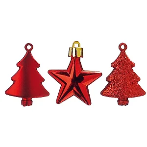 Enfeite para Pendurar Sortidos Vermelho 4cm - 12 unidades - Cromus Natal - Rizzo