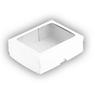 Caixa com Visor S18 (11,5cm x 15,5cm x 3,5cm) Branca 10 unidades Assk  Embalagens