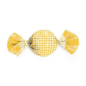 Papel Trufa 14,5x15,5cm - Xadrez Poa Amarelo - 100 unidades - Cromus